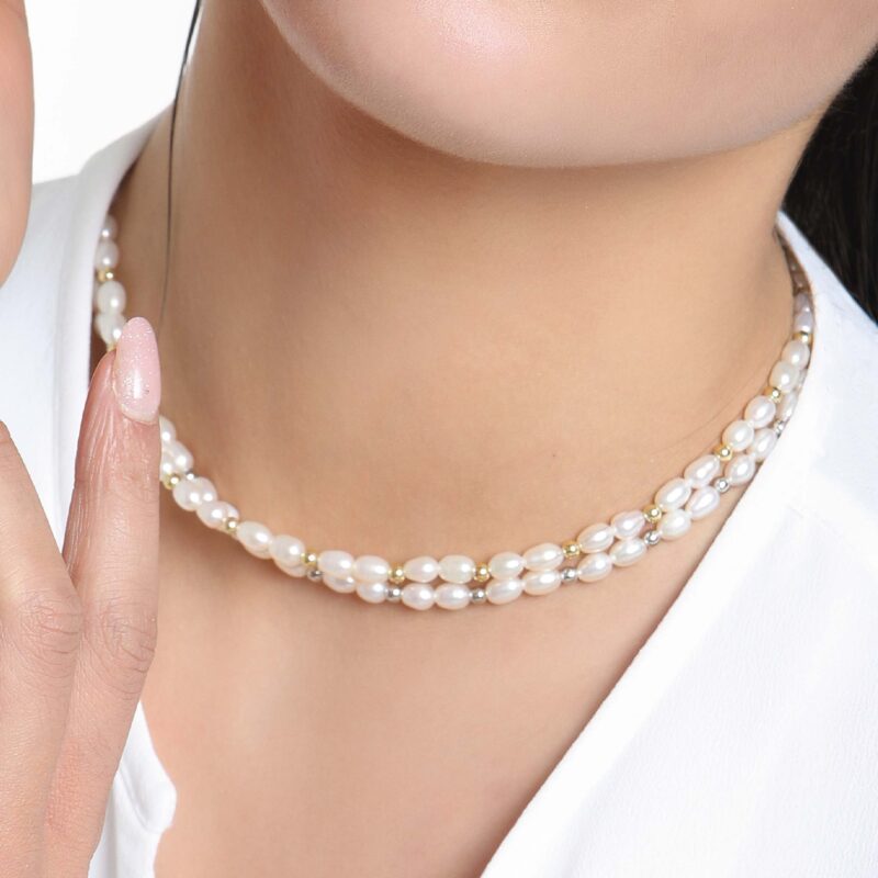 Collana con perle d'acqua dolce e argento - immagine 3
