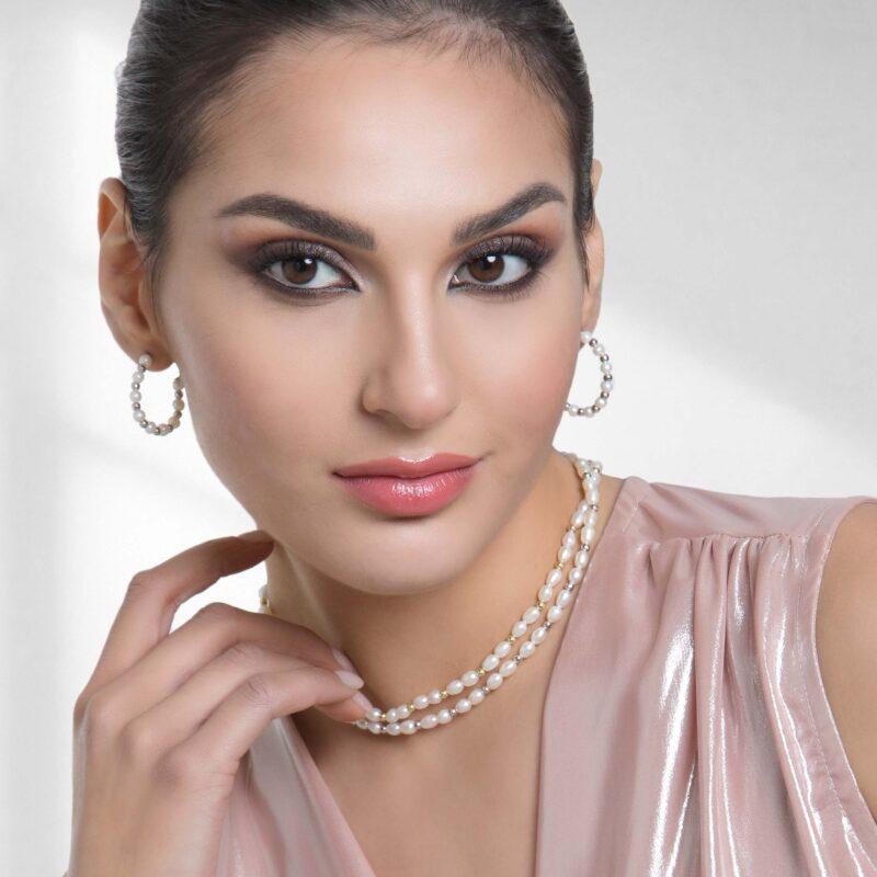 Collana con perle d'acqua dolce e argento - immagine 2