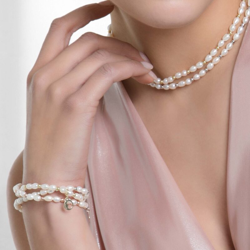 Collana con perle d'acqua dolce e argento - immagine 4