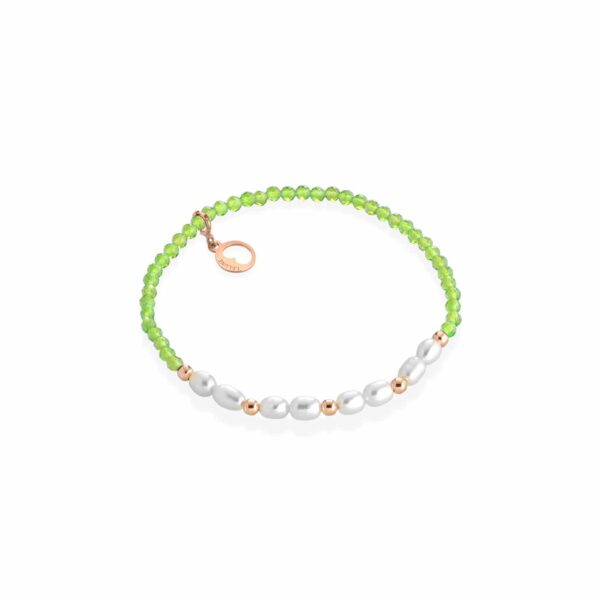 Bracciale con peridoto, argento e perle coltivate