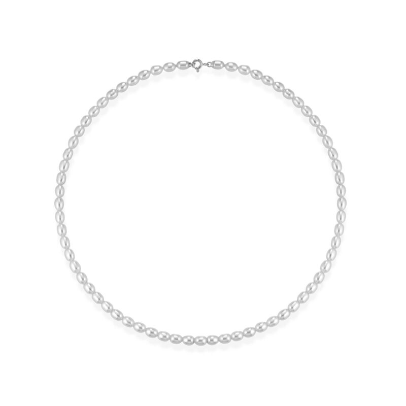 Collana con perle coltivate d'acqua dolce forma a RISO e chiusura in oro 18kt