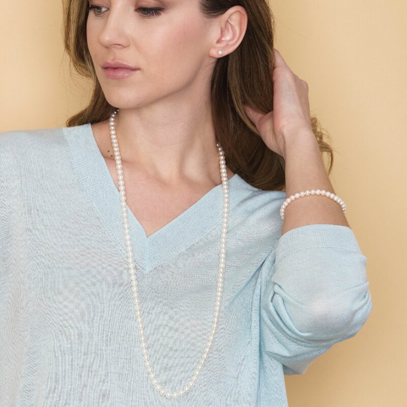 Bracciale elastico con perle coltivate d'acqua dolce - immagine 3